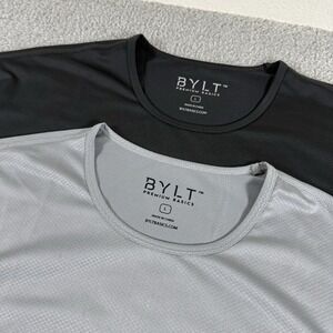 Bylt Premium Basics Shirt Mens Large Gray Performance Curved Hem Short Sleeve